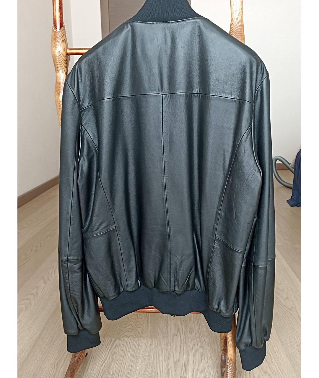 EMPORIO ARMANI Черная кожаная куртка, фото 2