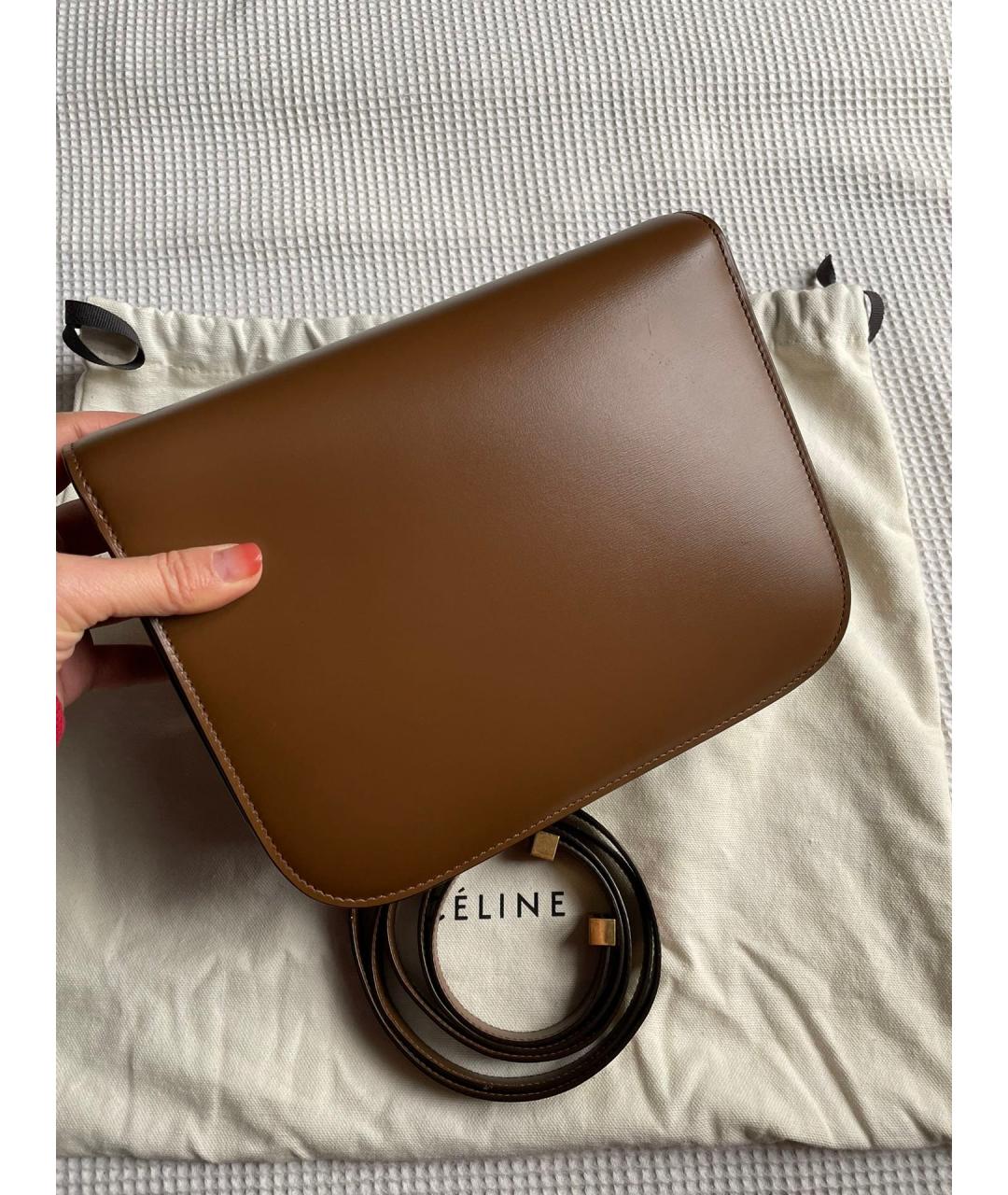 CELINE Коричневая кожаная сумка через плечо, фото 3