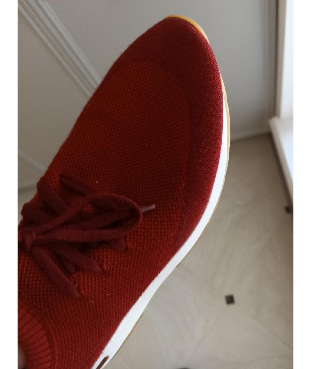 LORO PIANA Красные текстильные низкие кроссовки / кеды, фото 8
