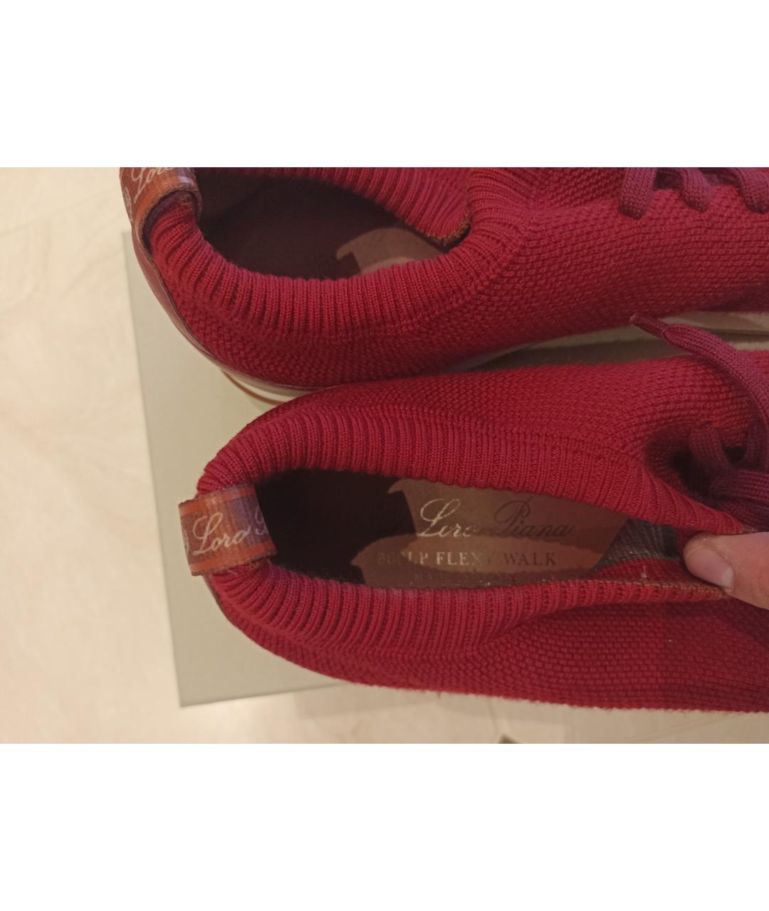 LORO PIANA Красные текстильные низкие кроссовки / кеды, фото 3