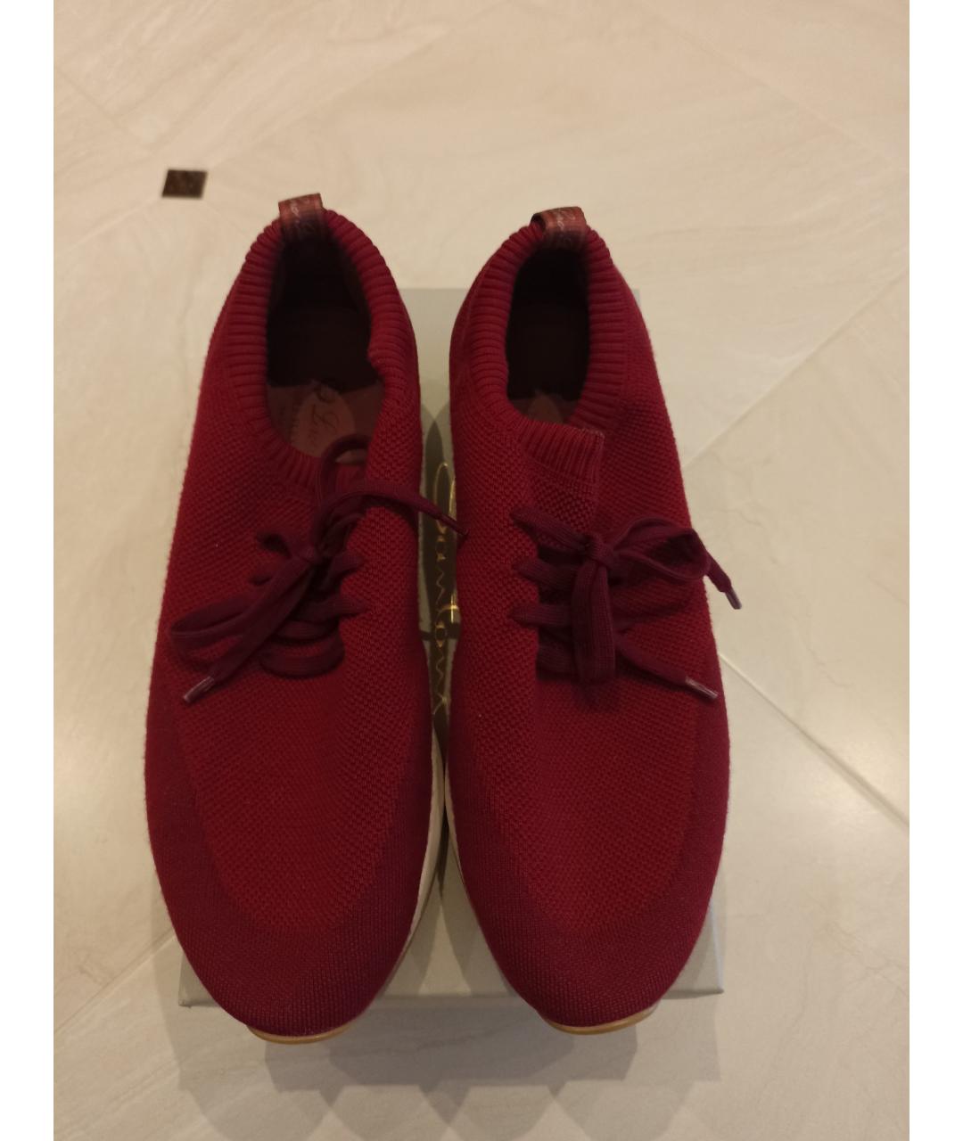 LORO PIANA Красные текстильные низкие кроссовки / кеды, фото 2