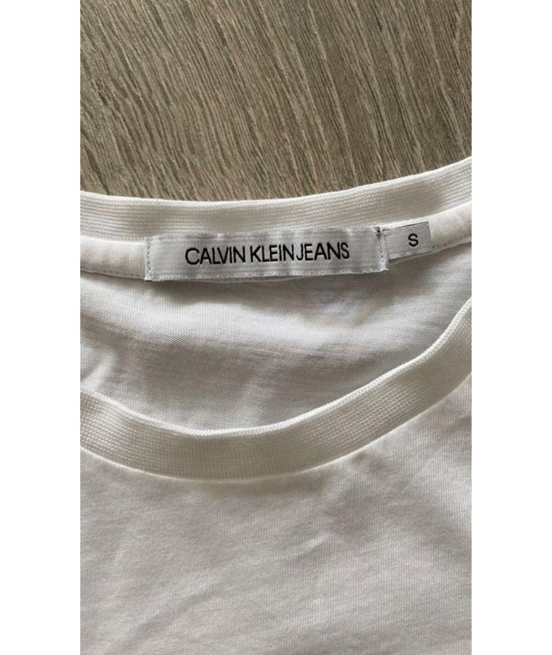 CALVIN KLEIN JEANS Белая хлопковая футболка, фото 4