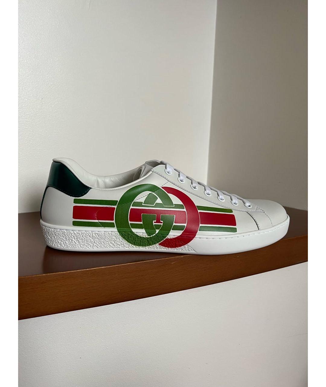 GUCCI Белые кожаные низкие кроссовки / кеды, фото 8