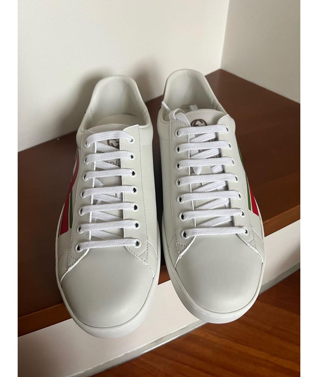 GUCCI Белые кожаные низкие кроссовки / кеды, фото 2