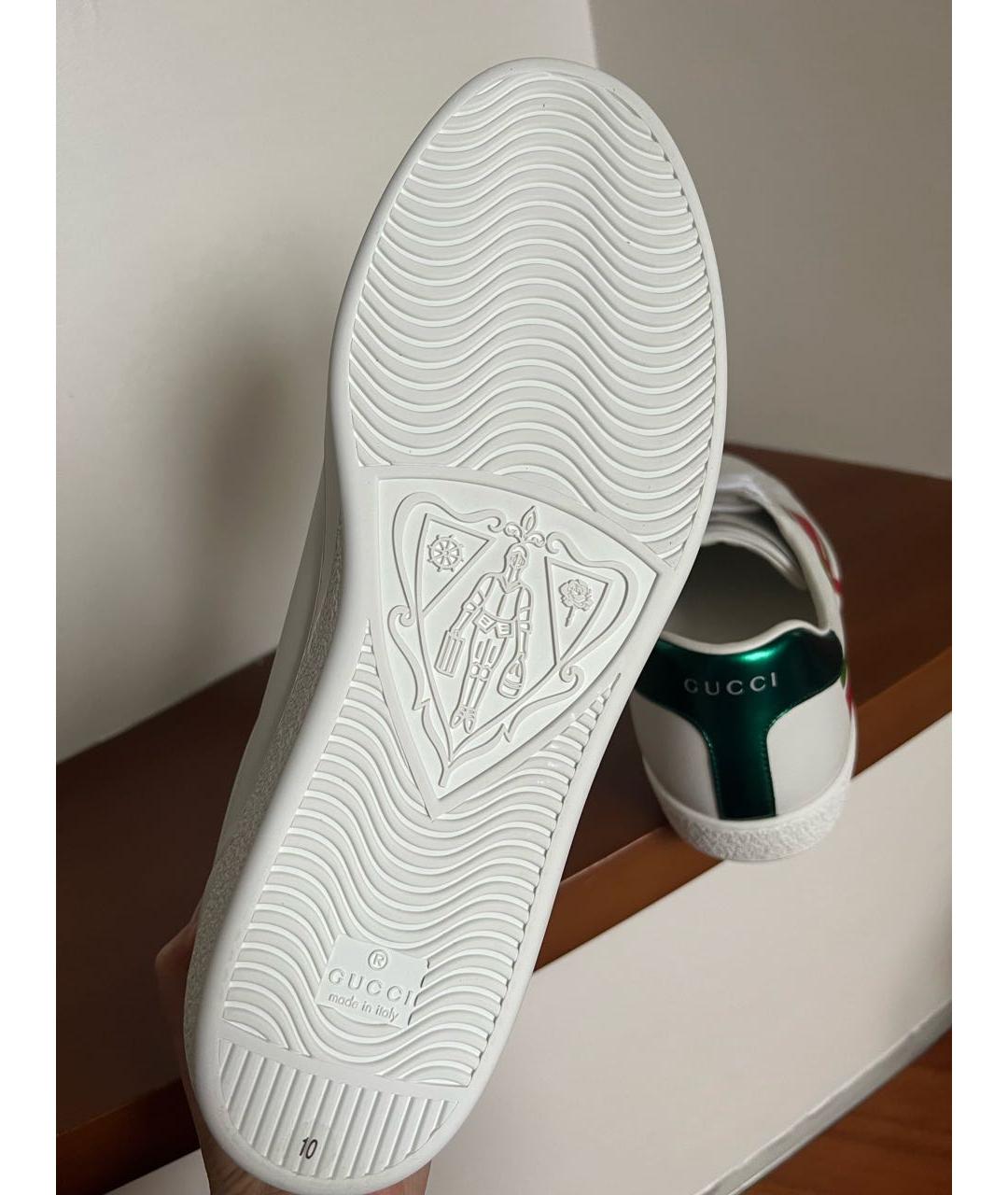 GUCCI Белые кожаные низкие кроссовки / кеды, фото 5