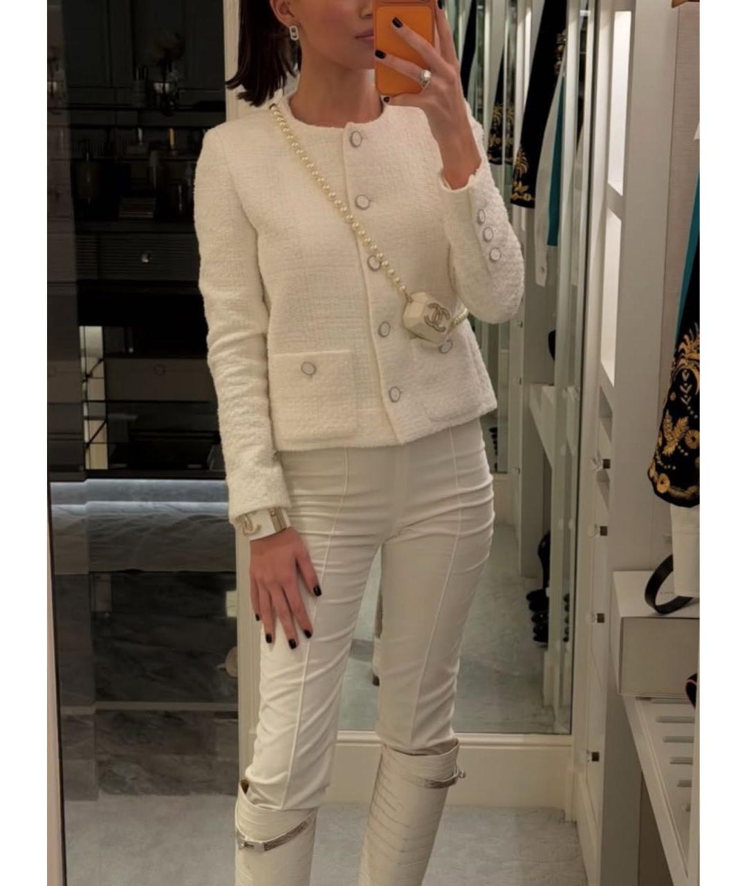 HERMES Белые хлопко-эластановые брюки узкие, фото 5