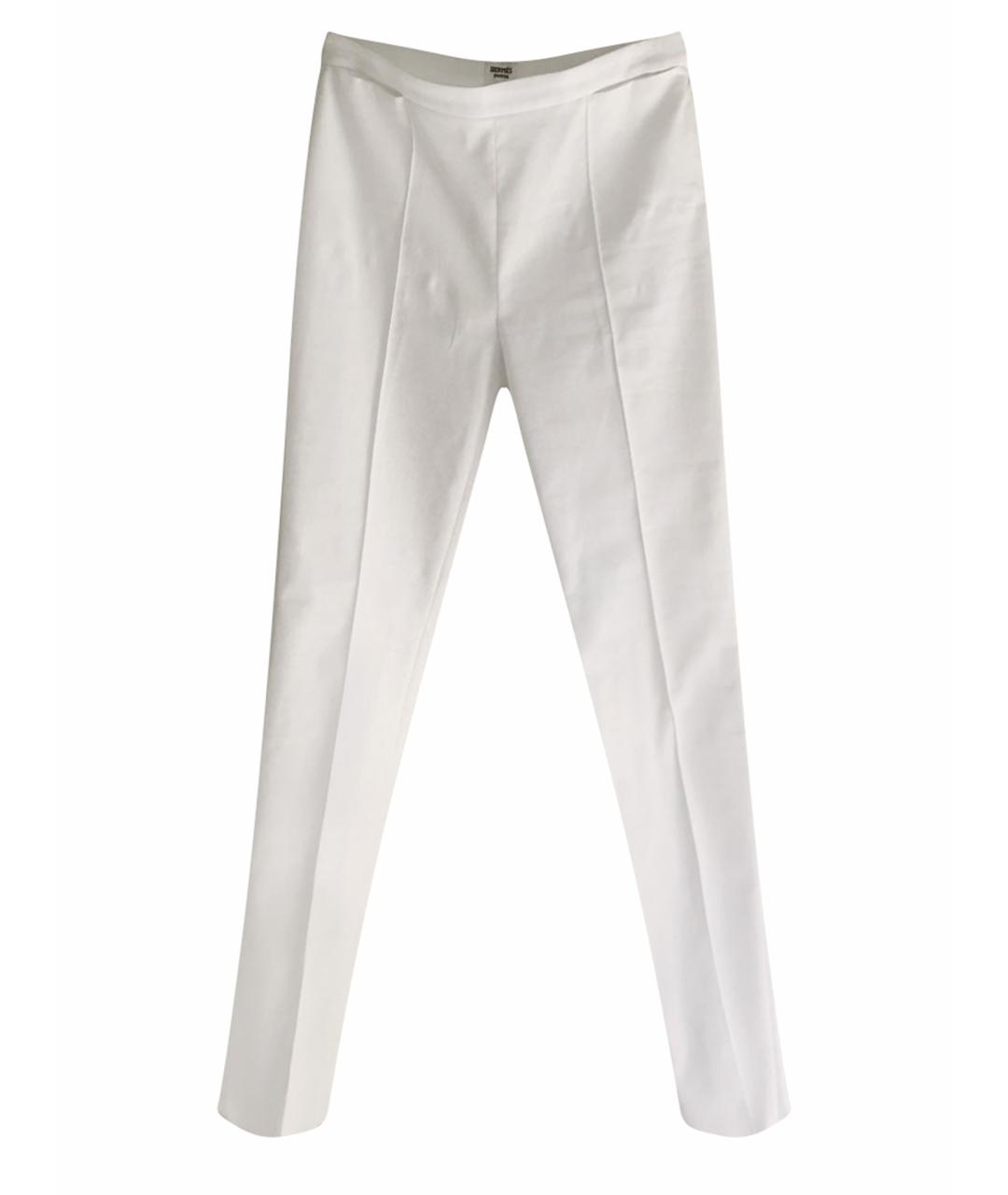 HERMES PRE-OWNED Белые хлопко-эластановые брюки узкие, фото 1