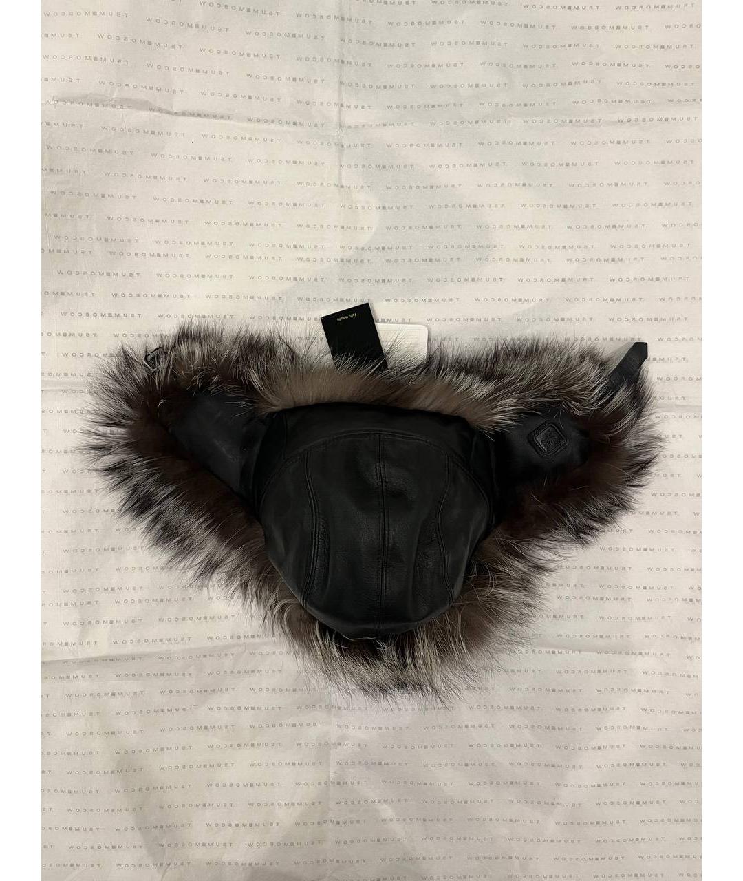 BILLIONAIRE Черная кожаная шапка, фото 5