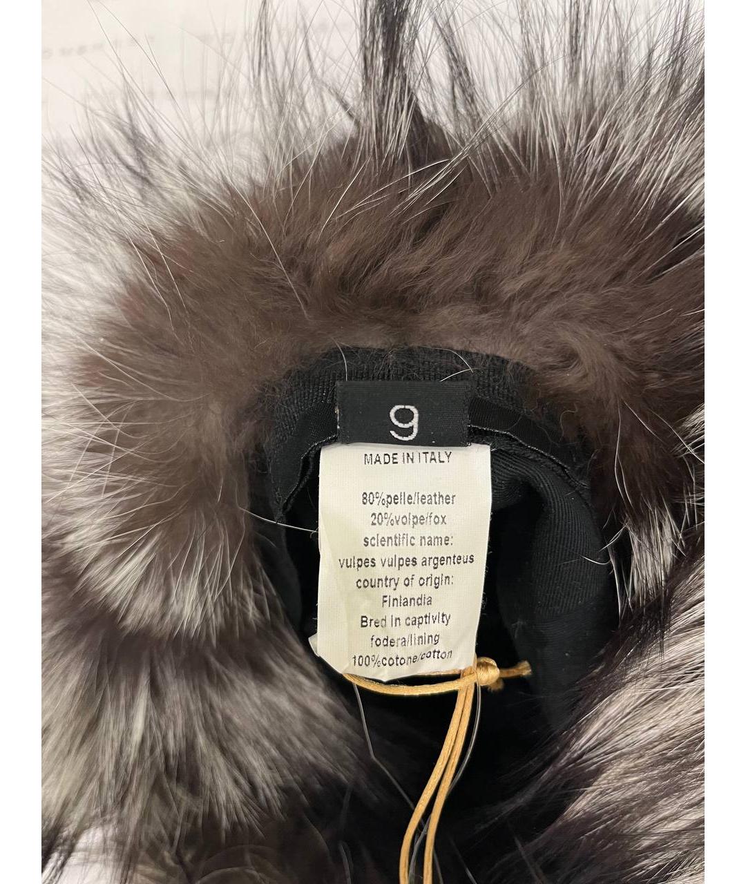 BILLIONAIRE Черная кожаная шапка, фото 7