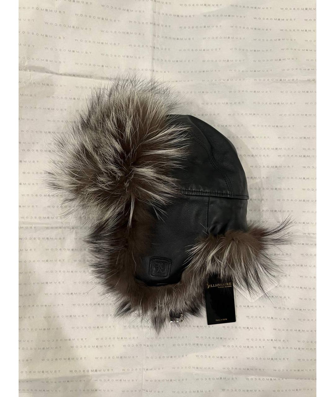 BILLIONAIRE Черная кожаная шапка, фото 2