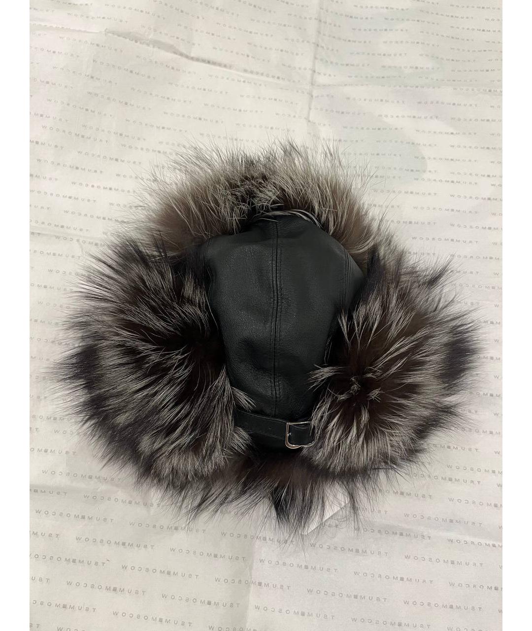 BILLIONAIRE Черная кожаная шапка, фото 9