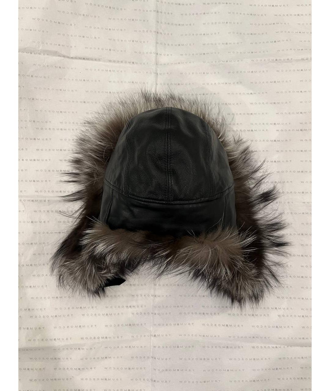 BILLIONAIRE Черная кожаная шапка, фото 4