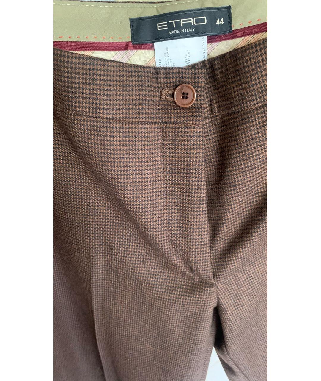 ETRO Коричневые шерстяные брюки узкие, фото 5