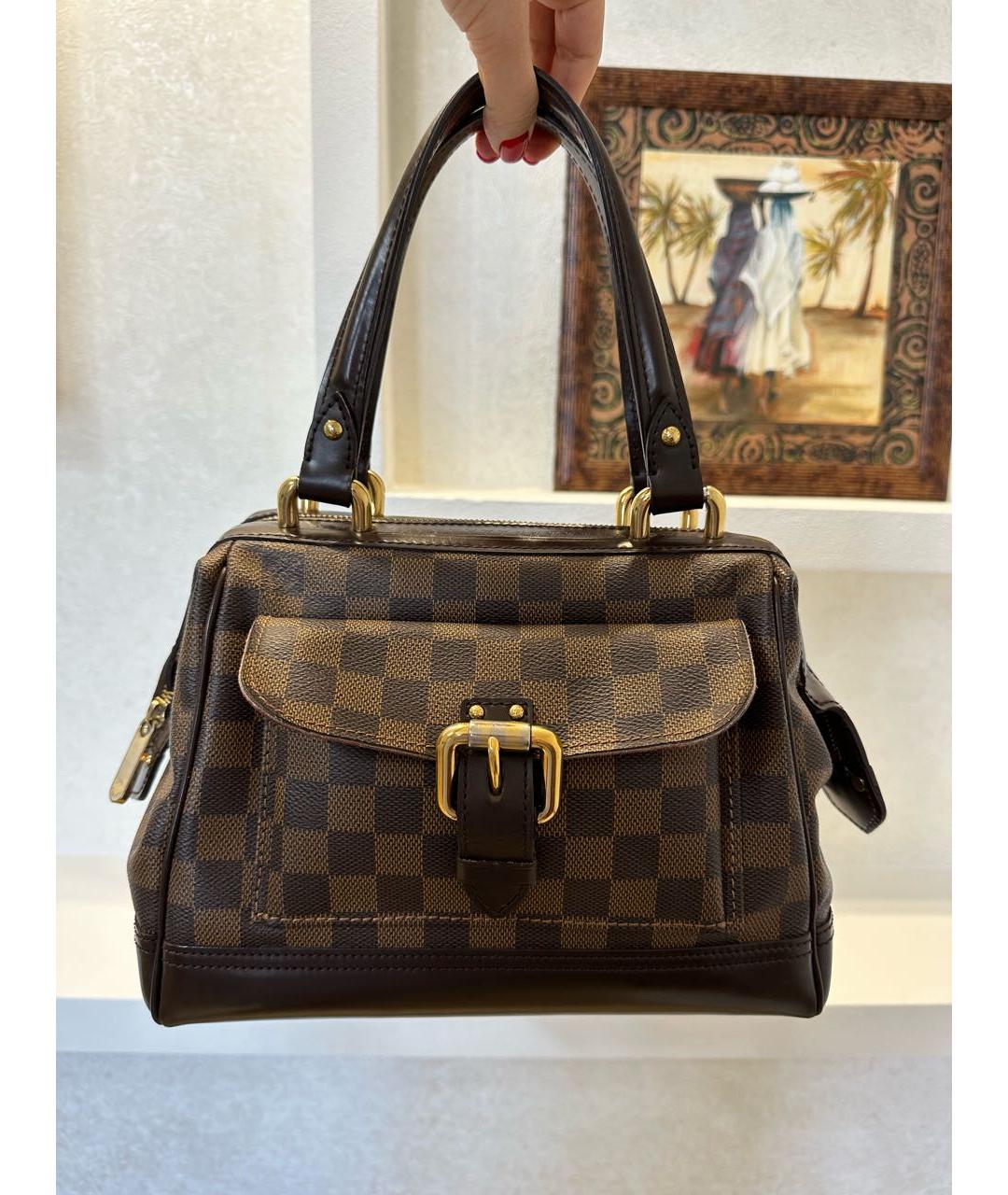 LOUIS VUITTON Коричневая кожаная сумка через плечо, фото 6