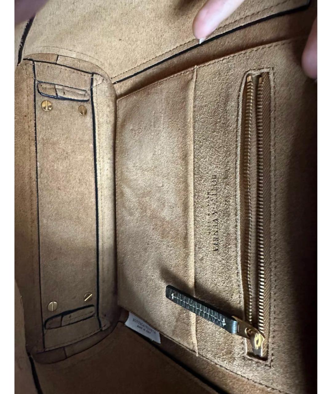 BOTTEGA VENETA Зеленая кожаная сумка тоут, фото 6