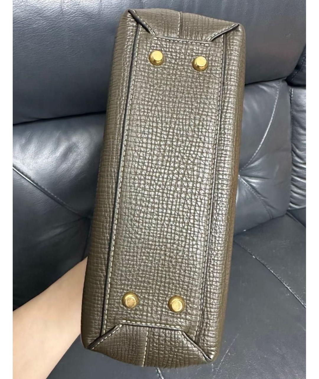 BOTTEGA VENETA Зеленая кожаная сумка тоут, фото 5