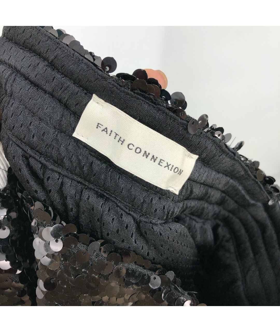 FAITH CONNEXION Черные полиэстеровые прямые брюки, фото 3