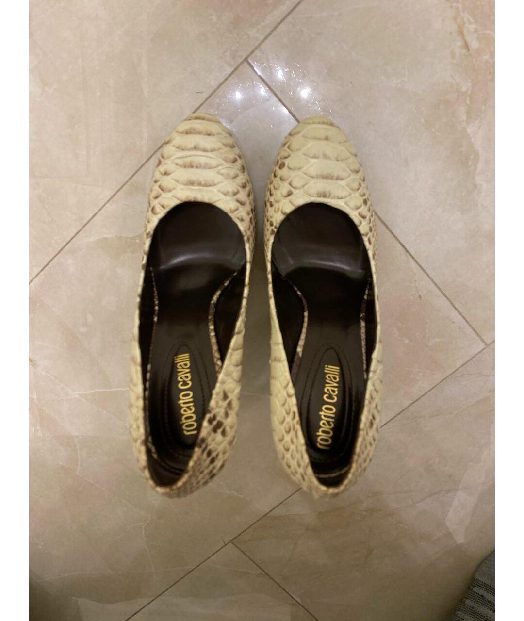 ROBERTO CAVALLI Бежевые туфли из экзотической кожи, фото 3