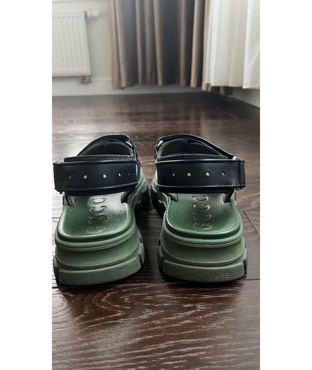 GUCCI Зеленые кожаные сандалии, фото 5