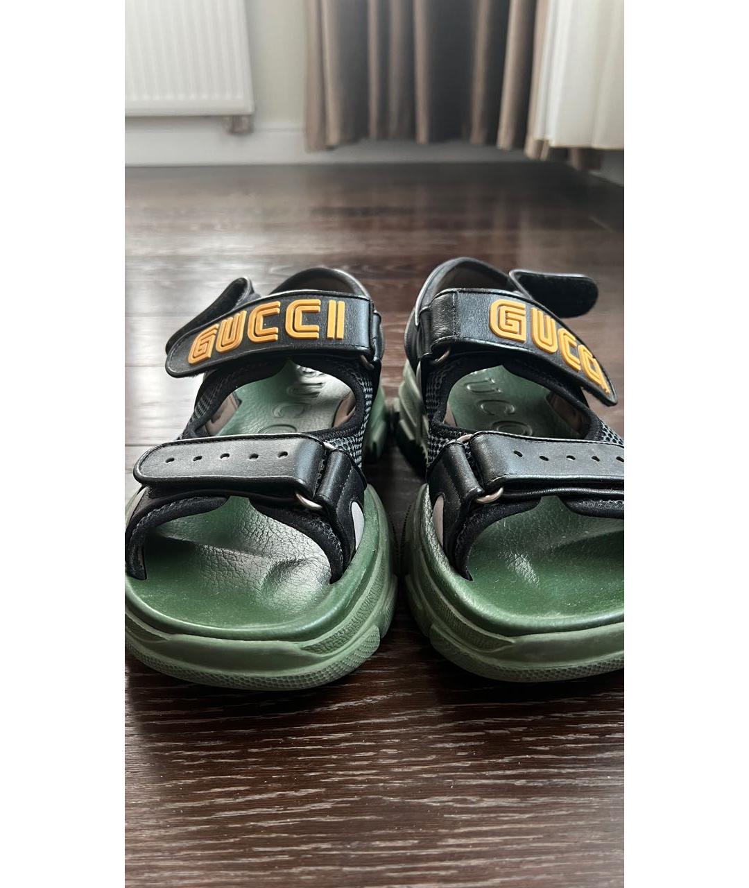GUCCI Зеленые кожаные сандалии, фото 3
