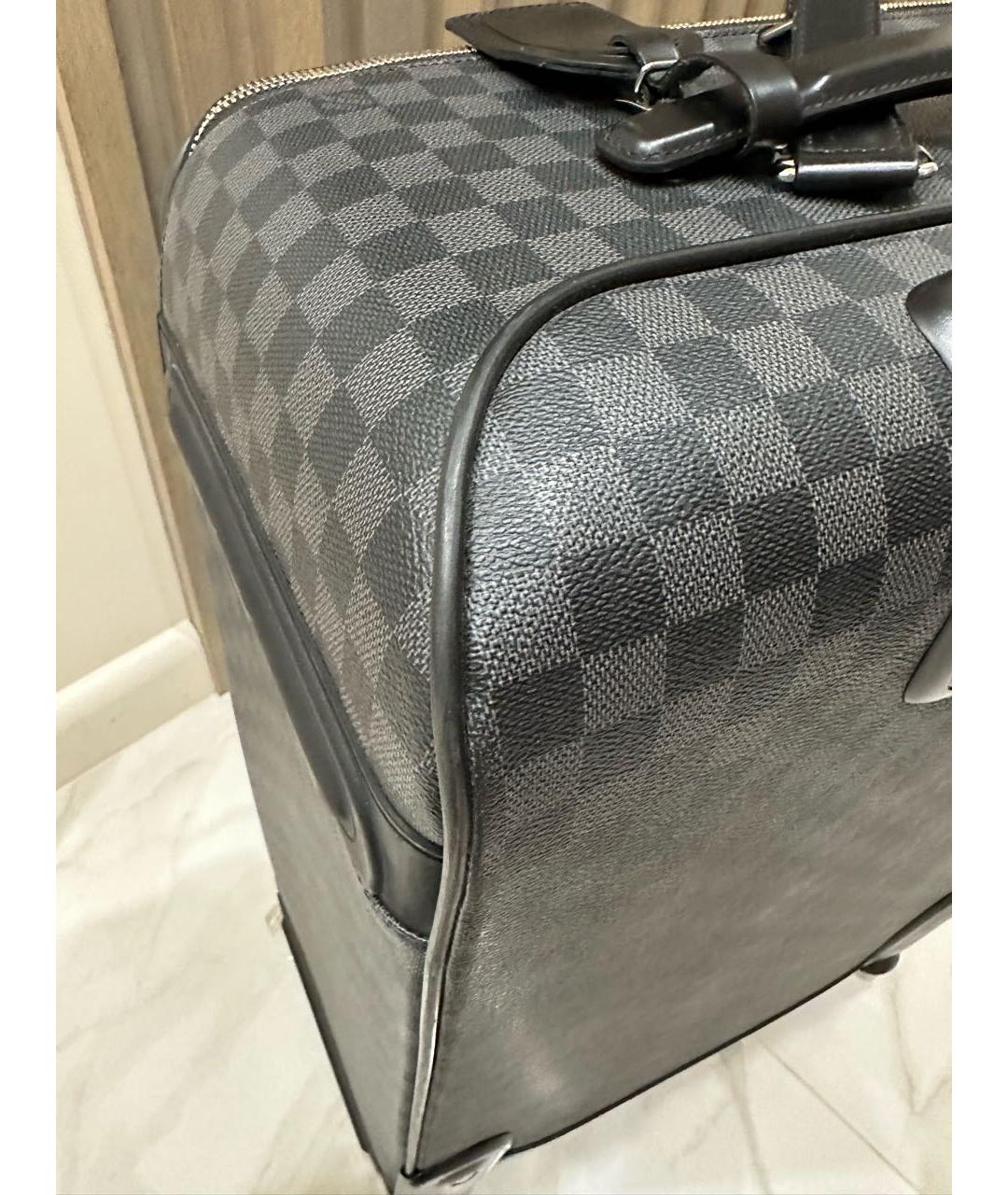 LOUIS VUITTON Антрацитовый кожаный чемодан, фото 6