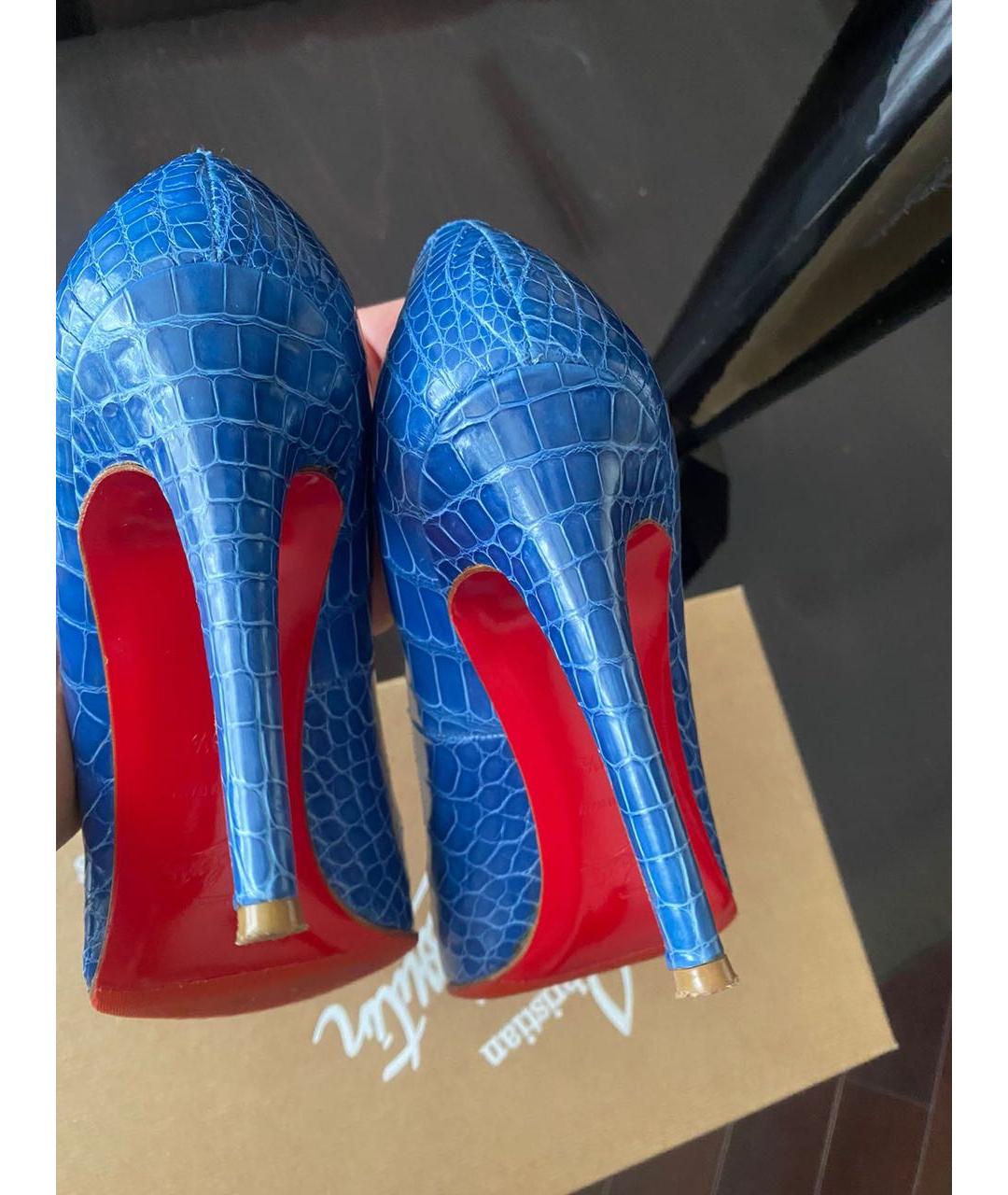 CHRISTIAN LOUBOUTIN Синие туфли из экзотической кожи, фото 3