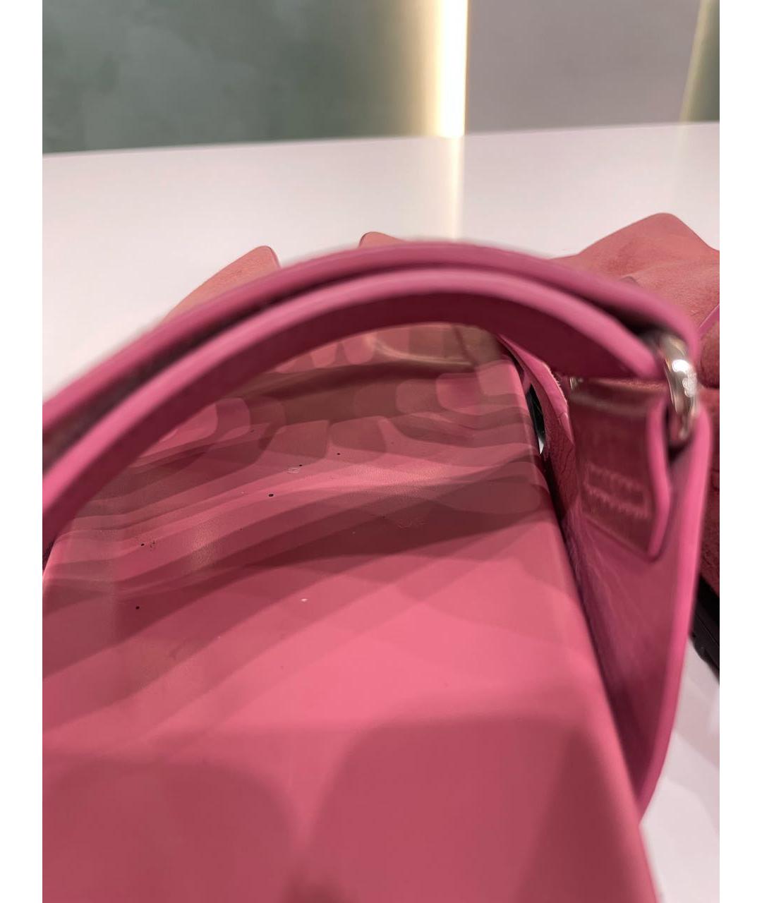 HERMES Коралловые замшевые шлепанцы, фото 6