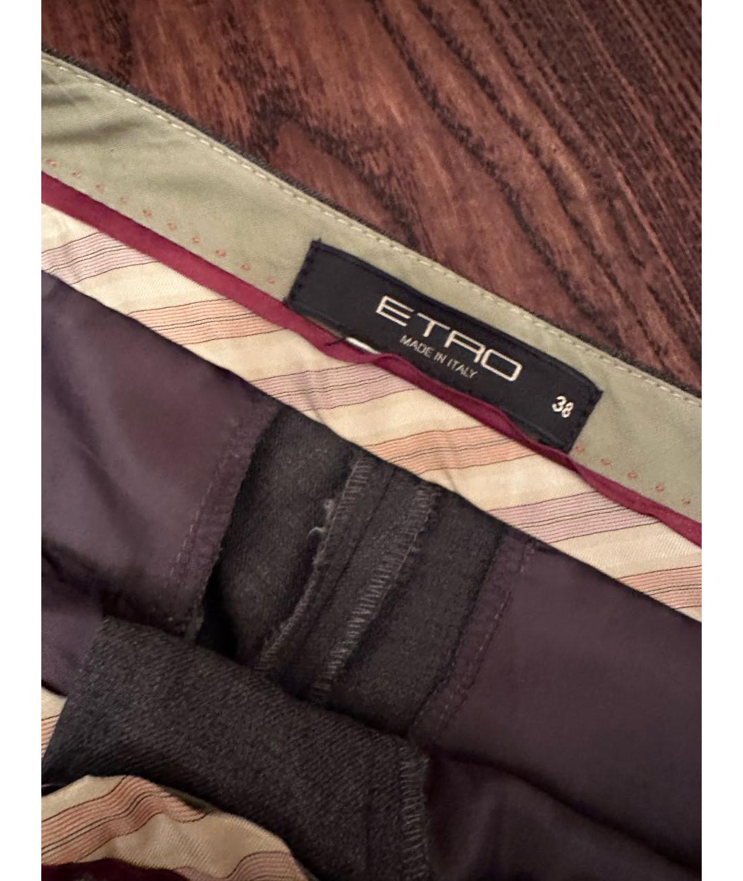ETRO Серые шерстяные брюки узкие, фото 2