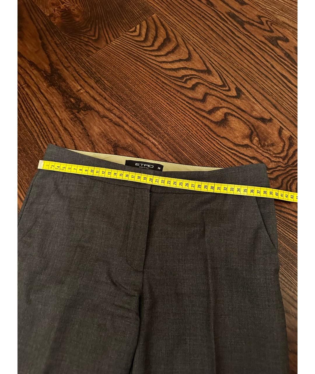 ETRO Серые шерстяные брюки узкие, фото 3