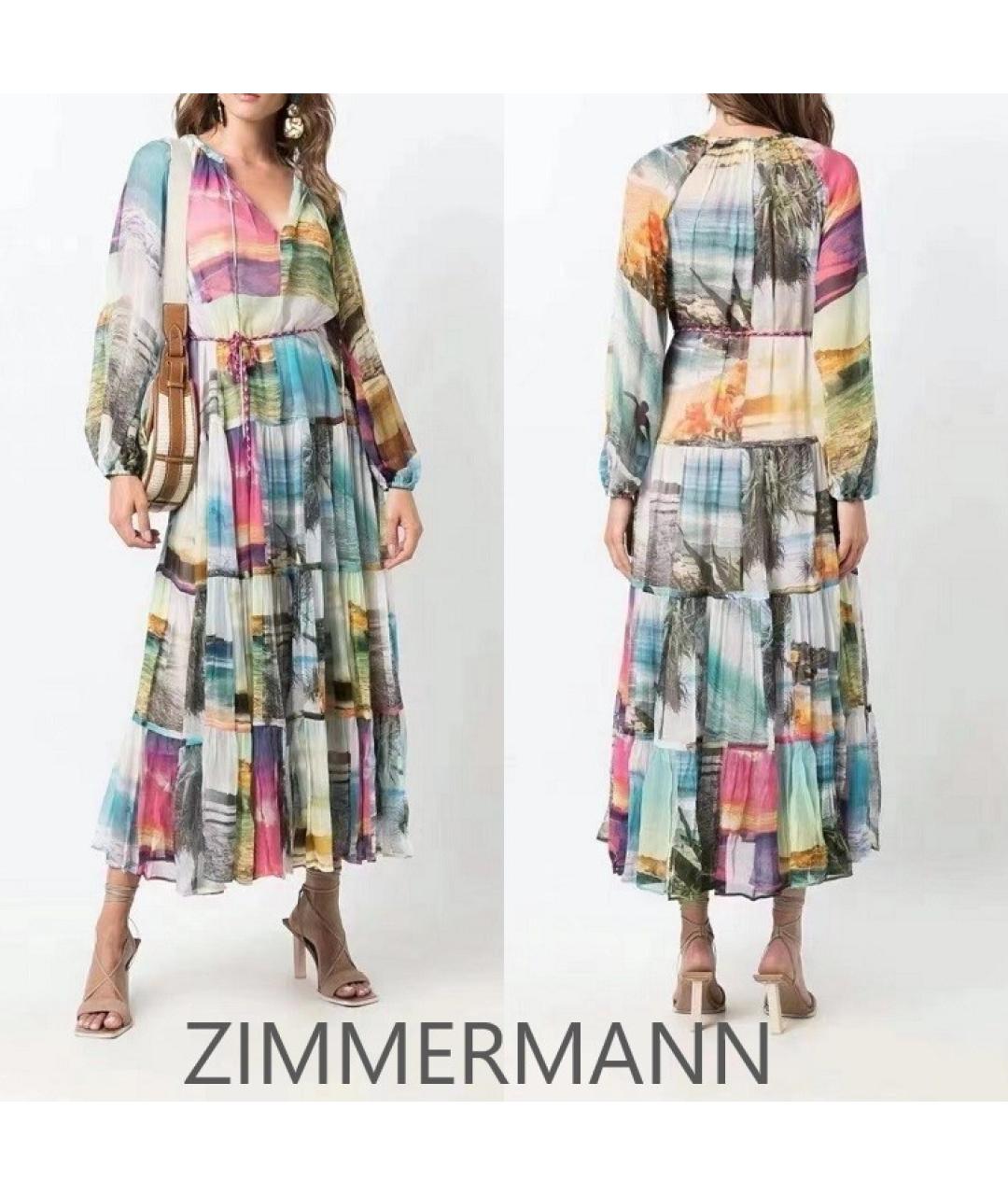 ZIMMERMANN Мульти шелковое повседневное платье, фото 3