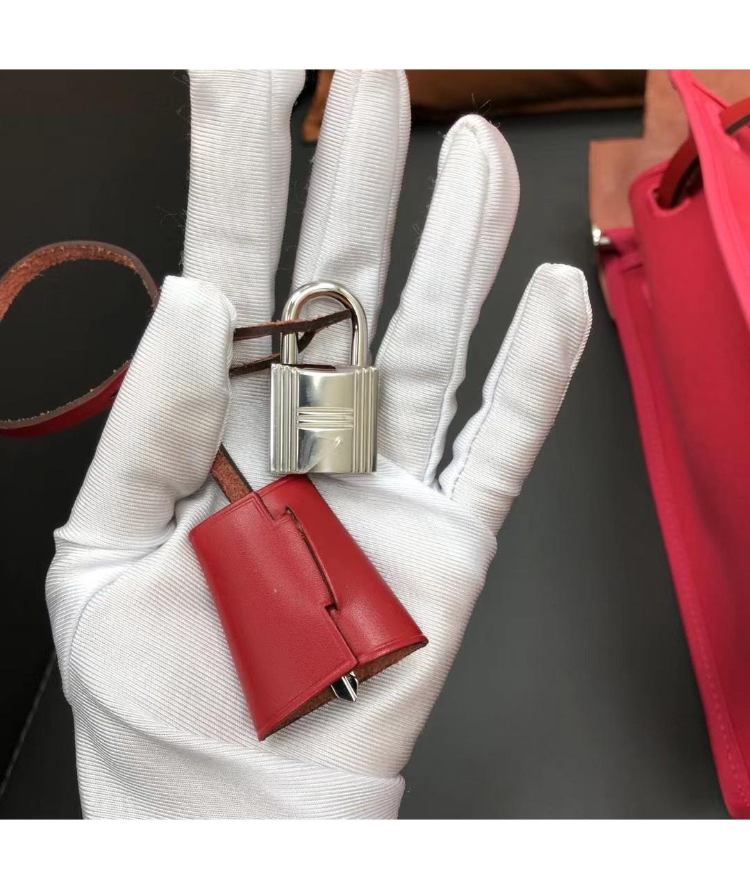 HERMES Красная льняная сумка через плечо, фото 3