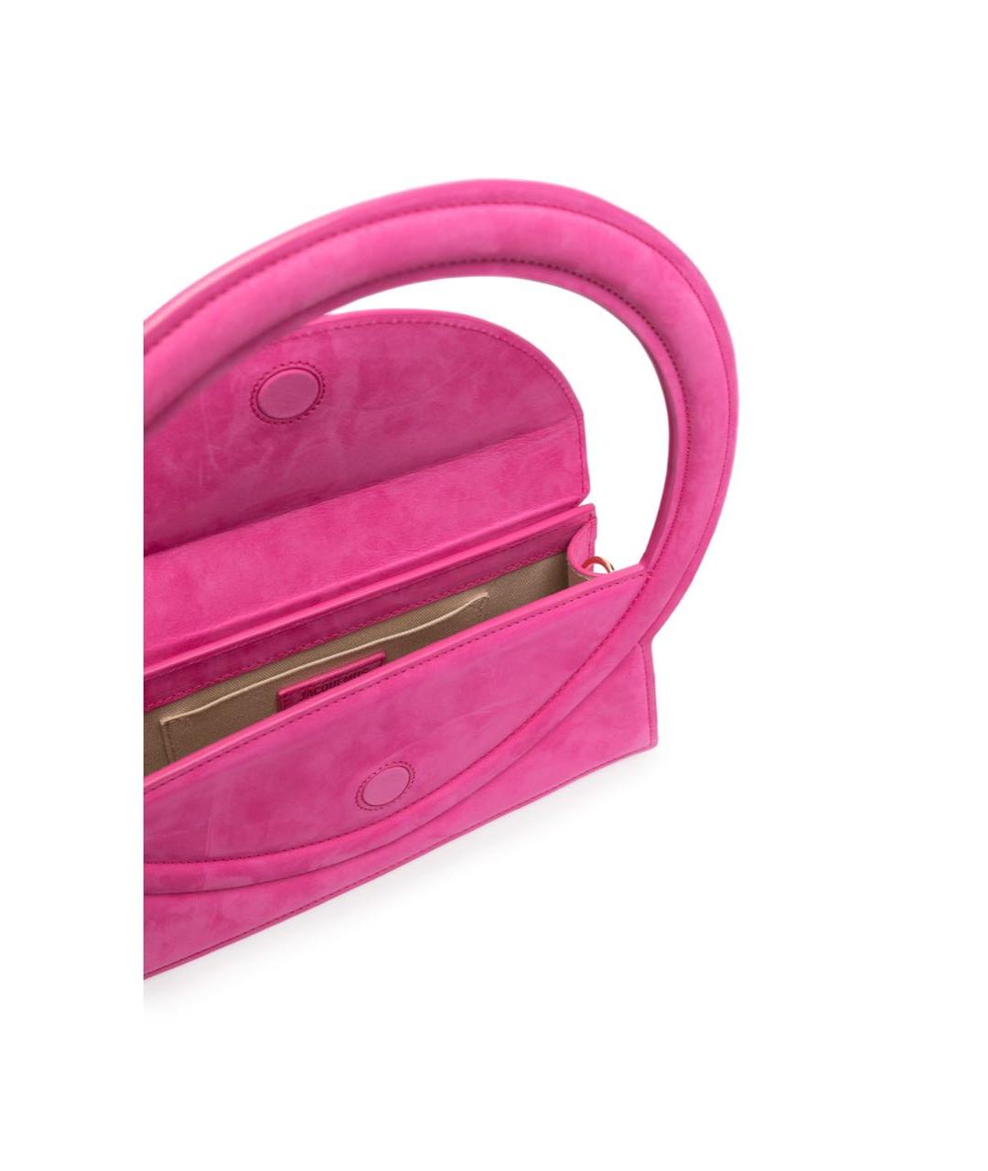 JACQUEMUS Розовая замшевая сумка с короткими ручками, фото 8