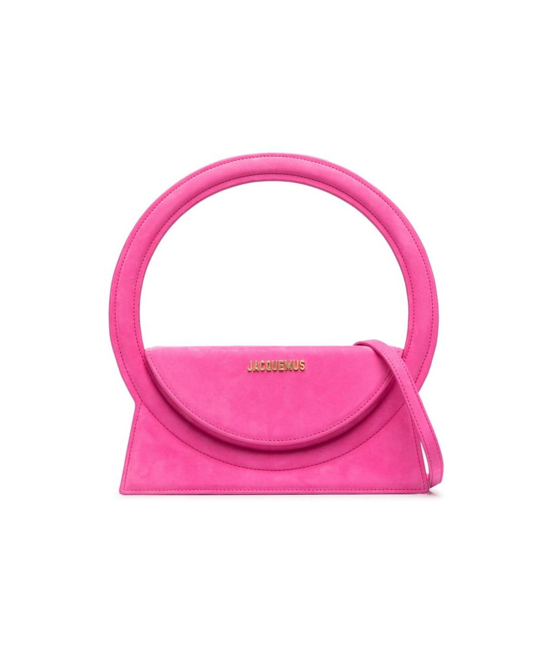 JACQUEMUS Розовая замшевая сумка с короткими ручками, фото 1