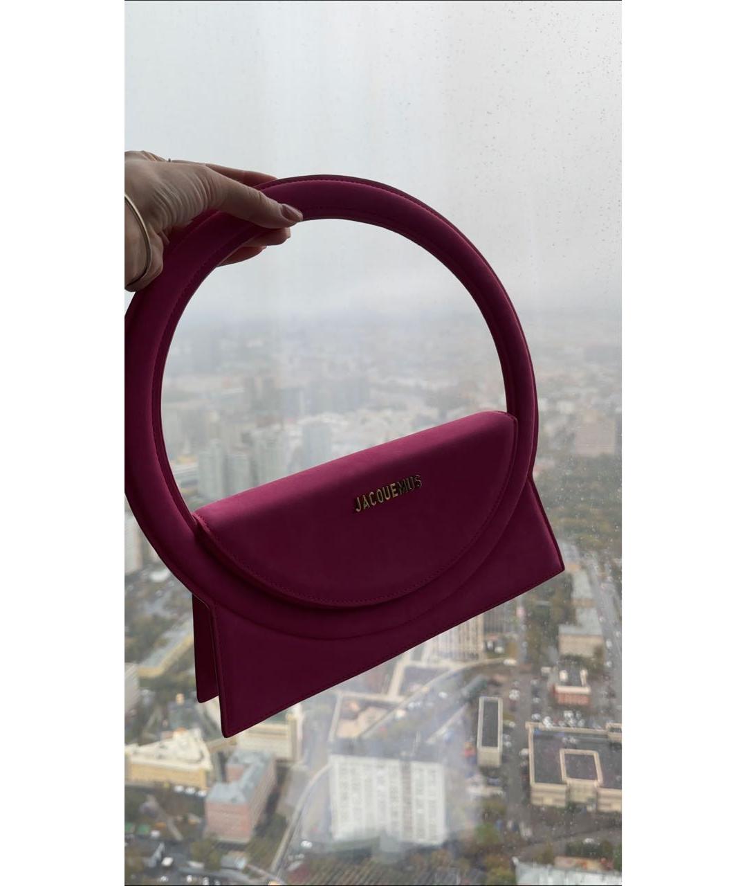 JACQUEMUS Розовая замшевая сумка с короткими ручками, фото 7