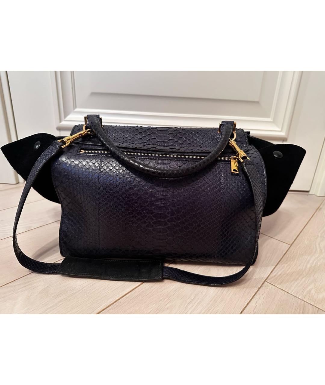 CELINE PRE-OWNED Темно-синяя кожаная сумка через плечо, фото 2