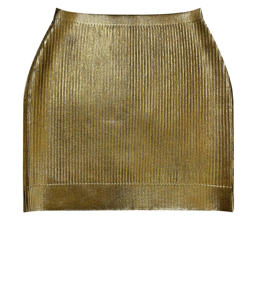 SAINT LAURENT Золотая юбка мини, фото 1