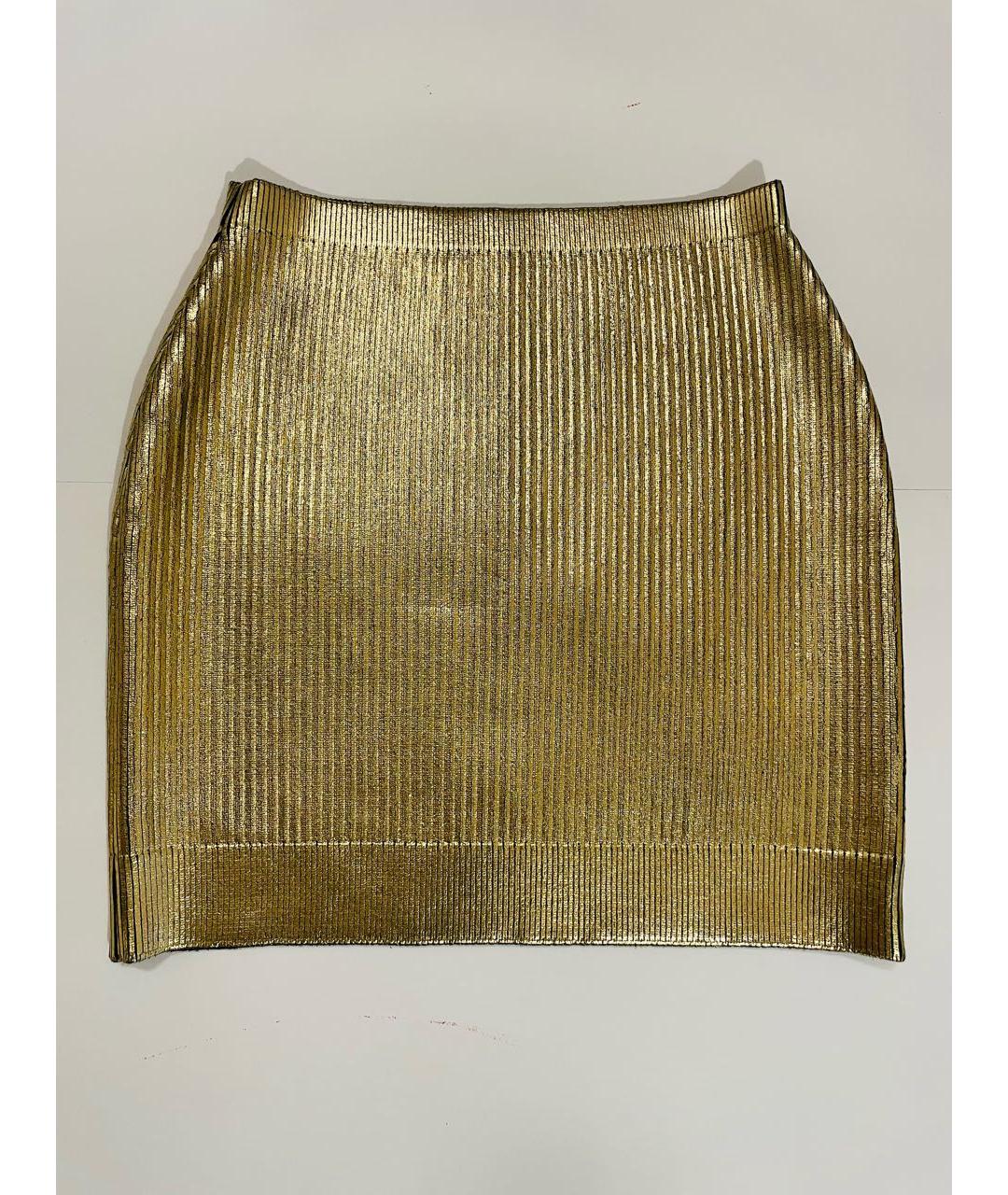 SAINT LAURENT Золотая юбка мини, фото 7