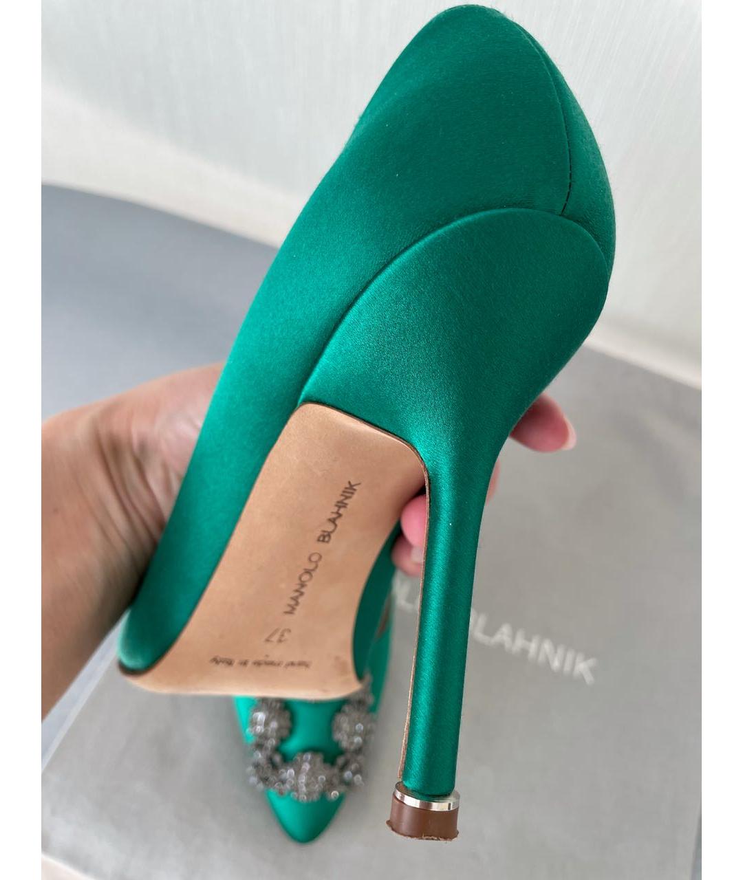 MANOLO BLAHNIK Зеленые текстильные туфли, фото 6