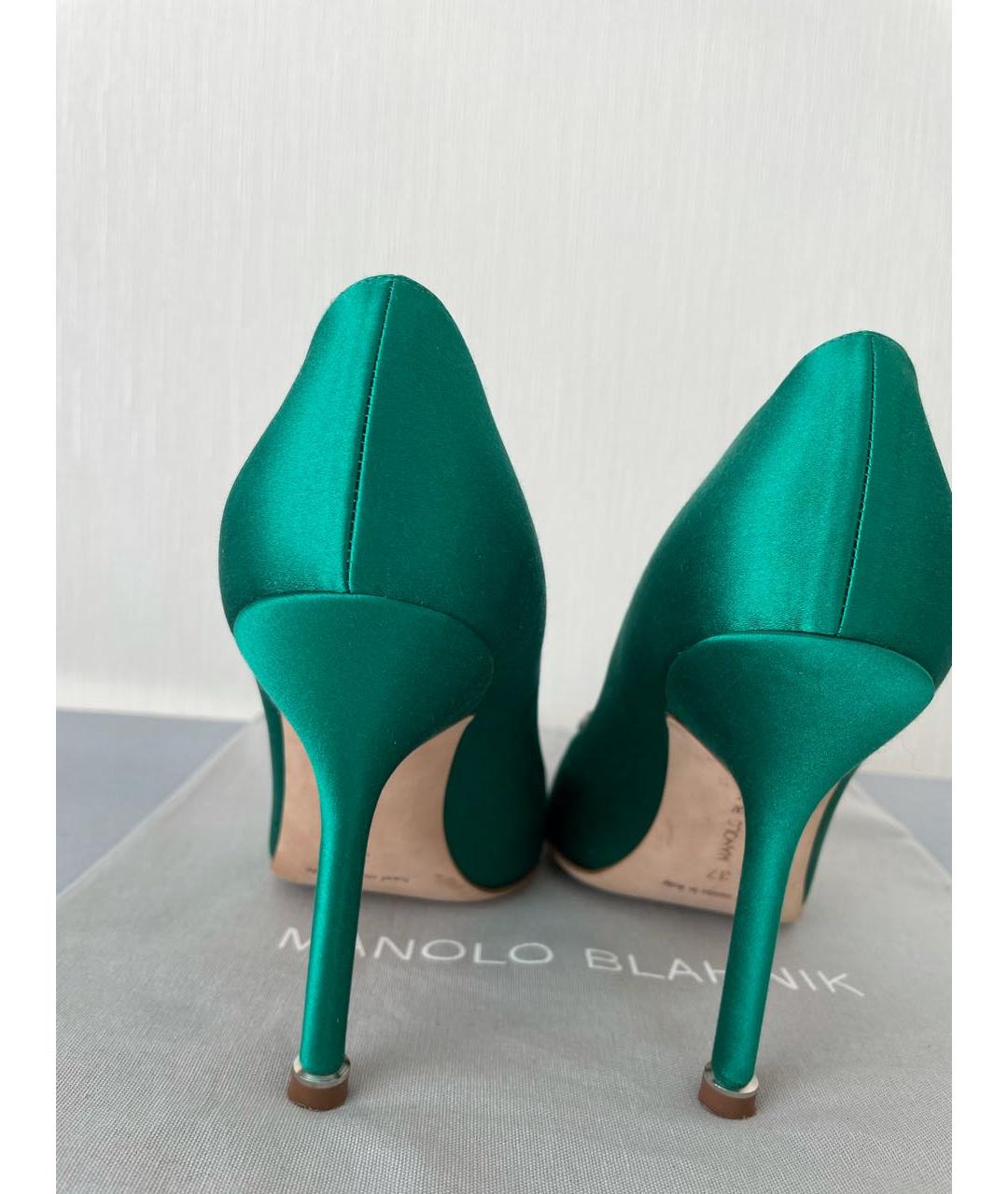 MANOLO BLAHNIK Зеленые текстильные туфли, фото 5