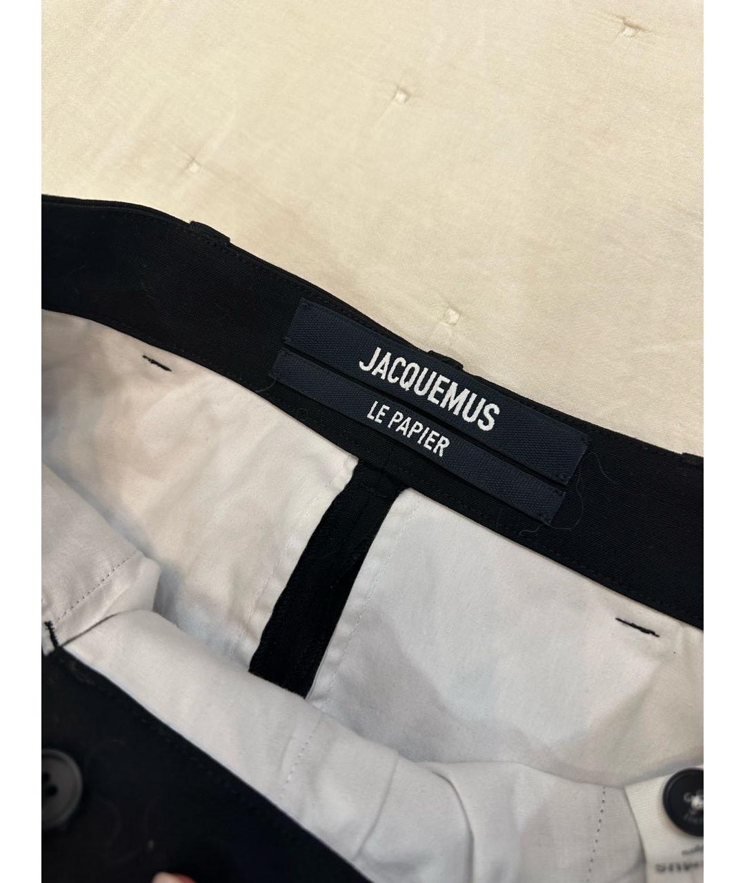 JACQUEMUS Черные хлопко-эластановые прямые брюки, фото 3