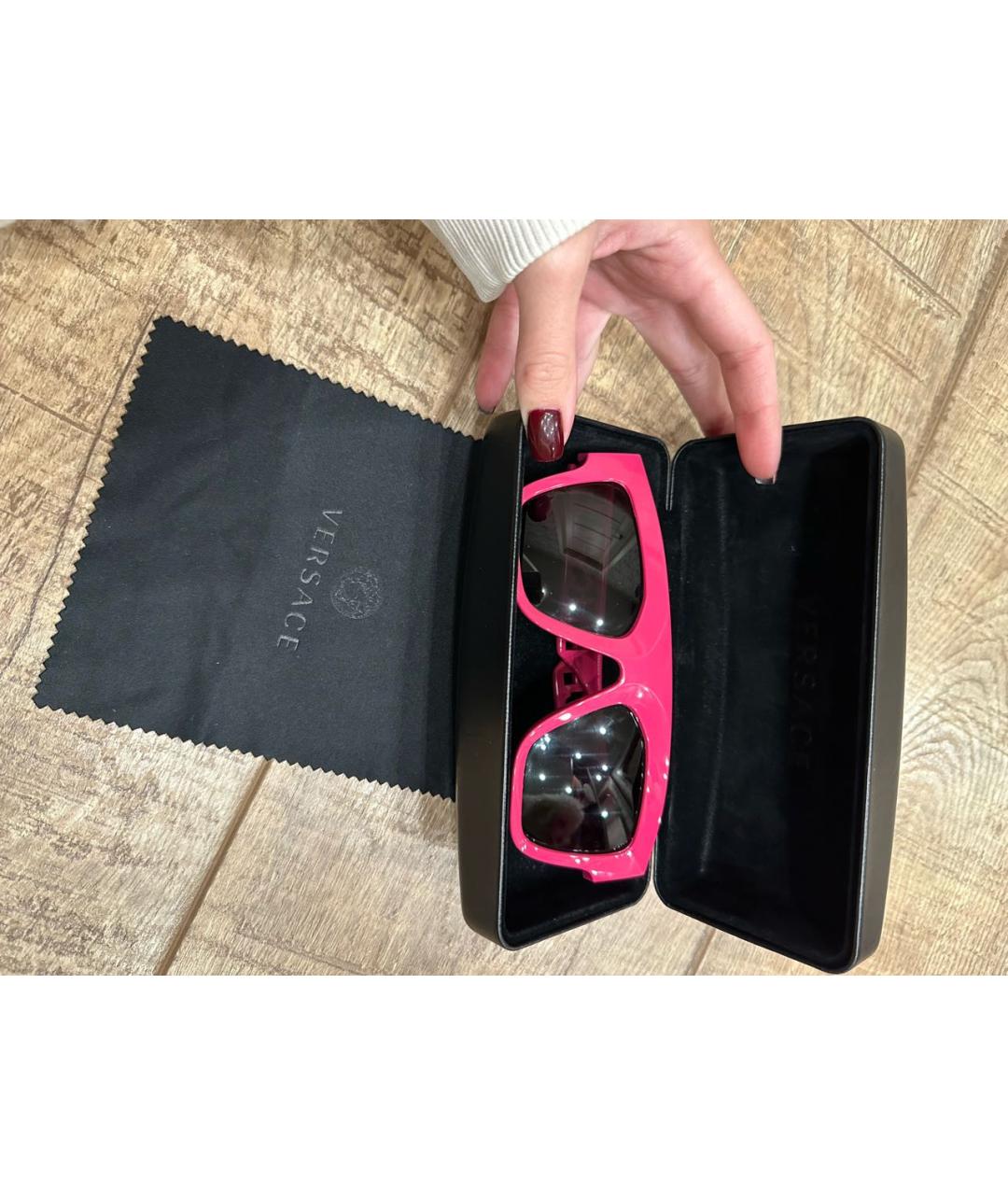VERSACE Розовые пластиковые солнцезащитные очки, фото 7