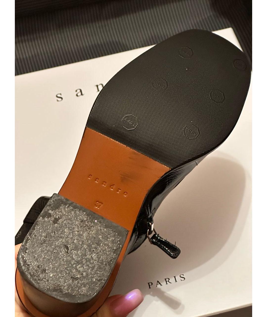SANDRO Черные ботинки из лакированной кожи, фото 6