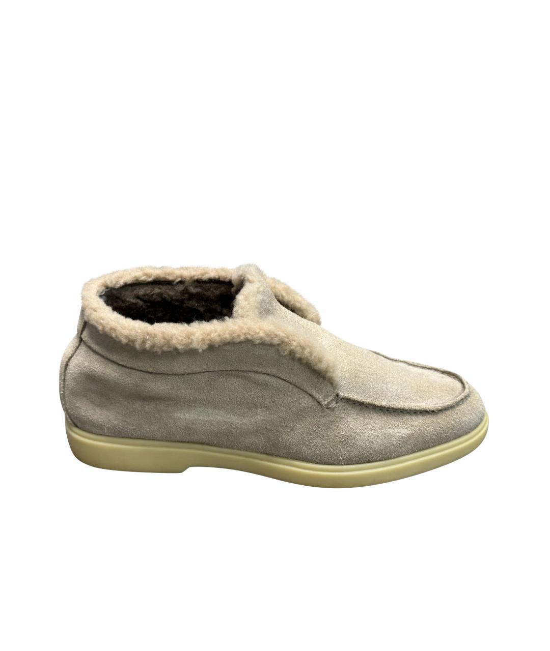 SANTONI Бежевые замшевые ботинки, фото 1