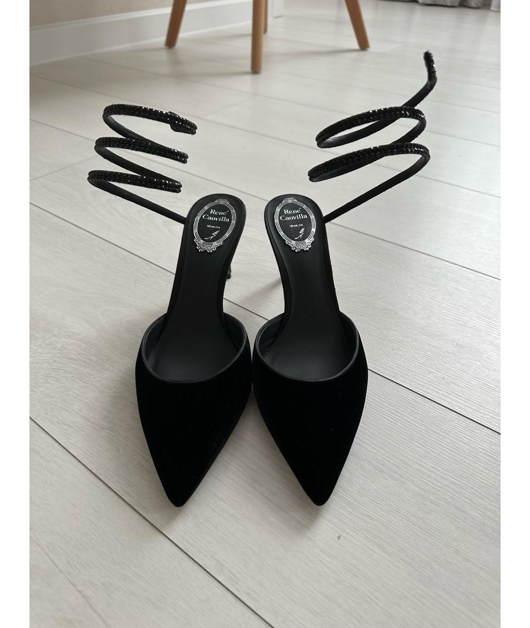 RENE CAOVILLA Черные бархатные туфли, фото 2