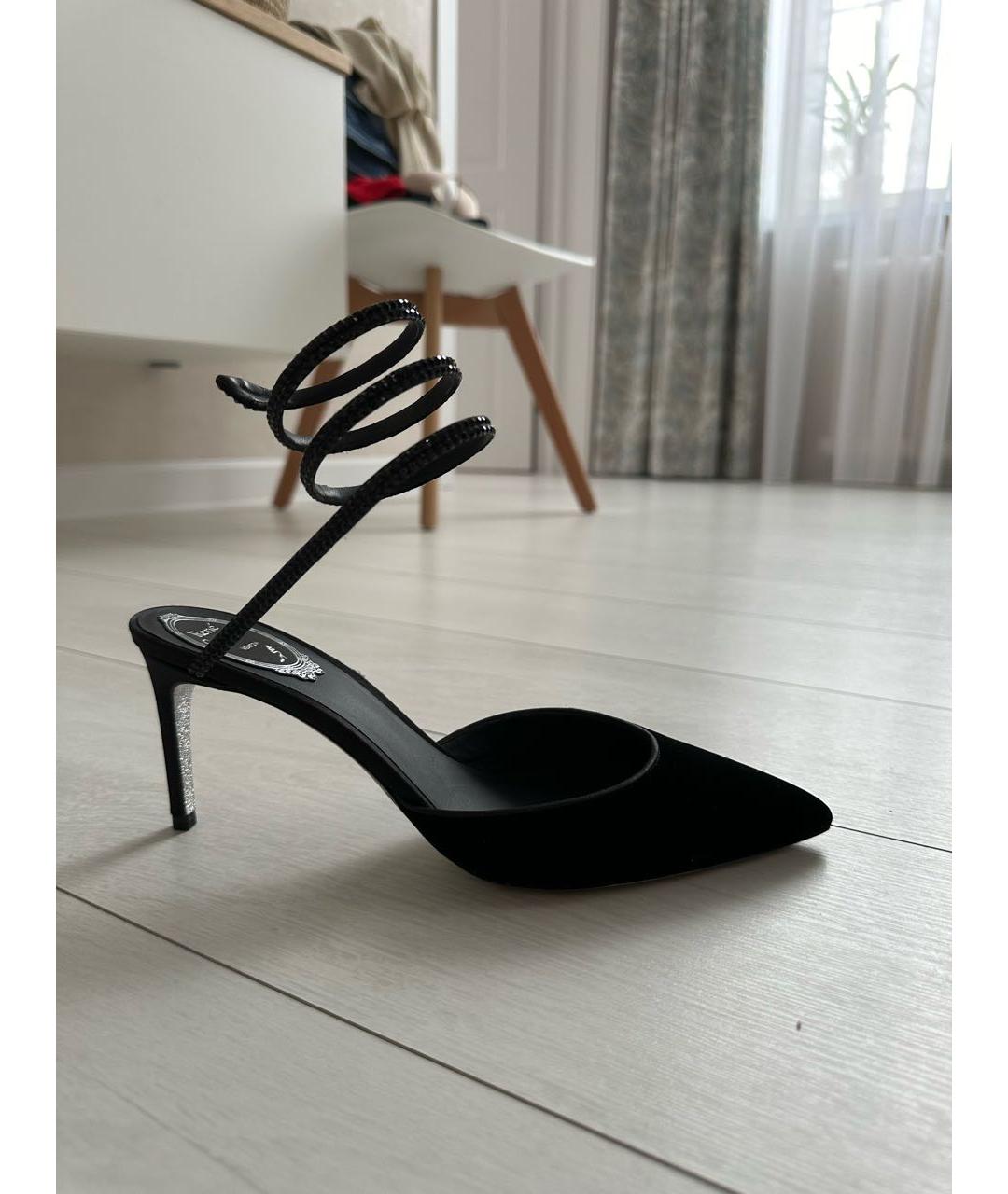 RENE CAOVILLA Черные бархатные туфли, фото 6