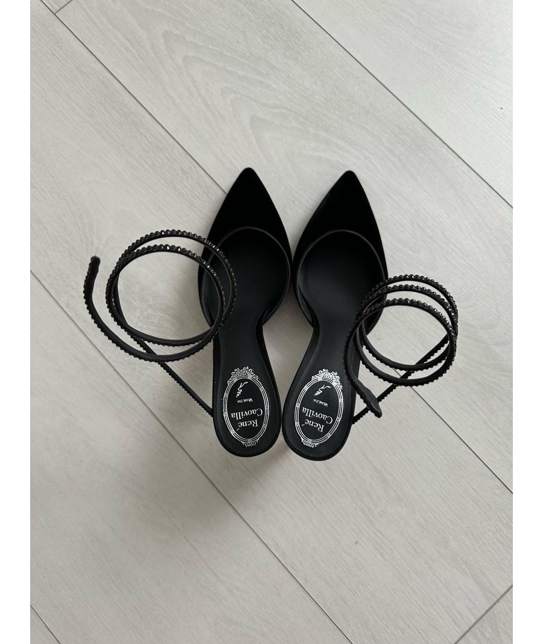 RENE CAOVILLA Черные бархатные туфли, фото 3