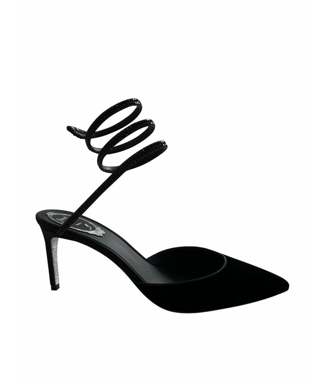 RENE CAOVILLA Черные бархатные туфли, фото 1