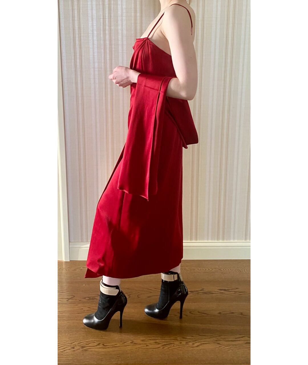 GIANFRANCO FERRE Красное шелковое вечернее платье, фото 3