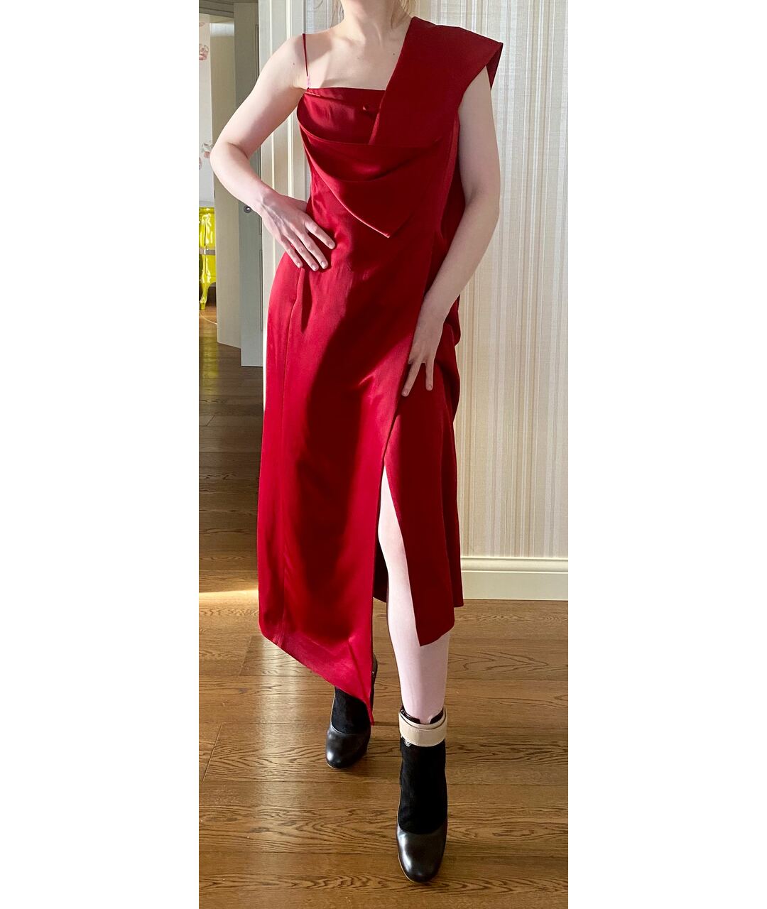 GIANFRANCO FERRE Красное шелковое вечернее платье, фото 5
