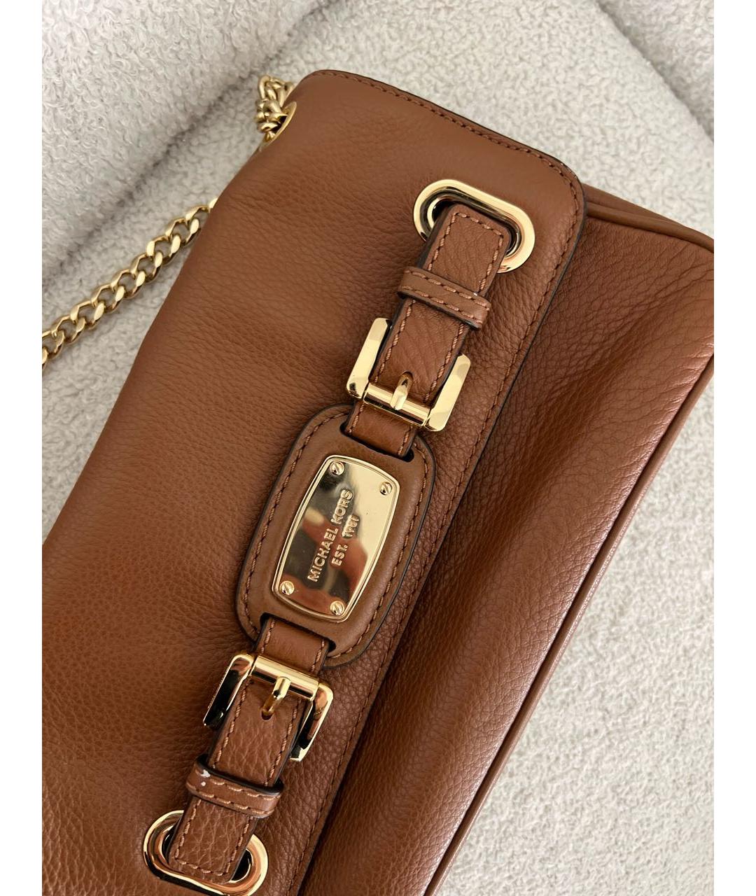 MICHAEL KORS Коричневая кожаная сумка через плечо, фото 6